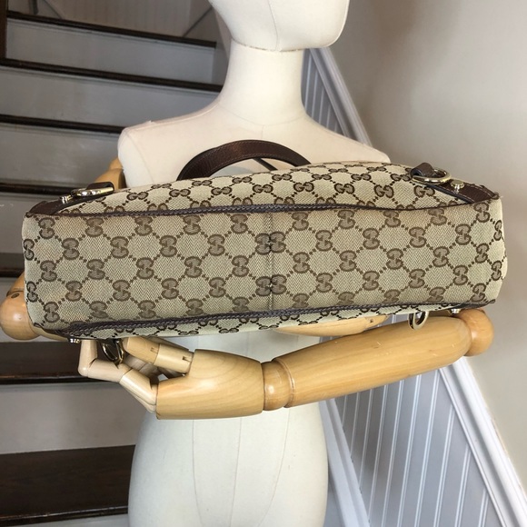 GUCCI GG Monogram E/W Tote Shoulder Bag w/ Center Zipper Compartment MINT - Picture 11 of 17